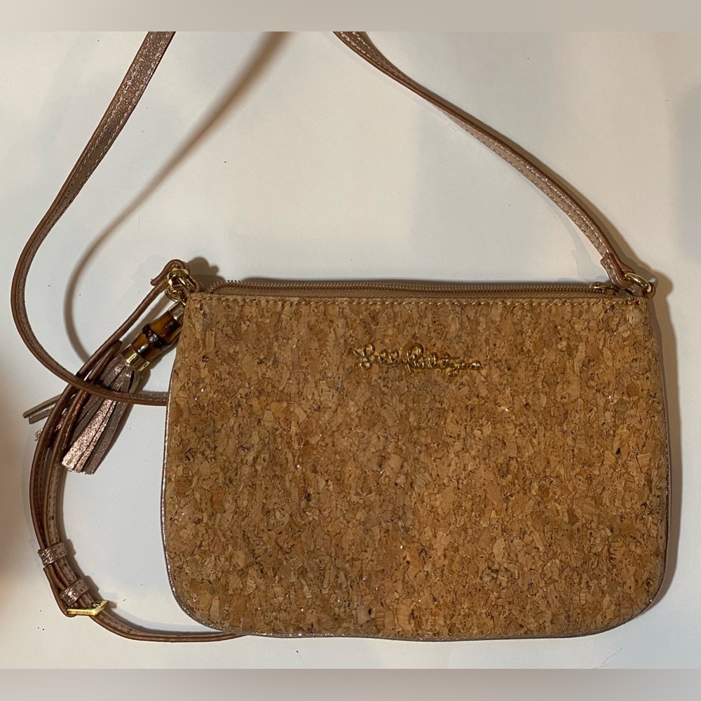 LILLY PULITZER cork clutch with shoulder strap